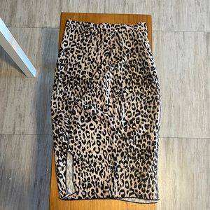 Pretty Little Thing Cheetah Leopard print midi skirt with slit